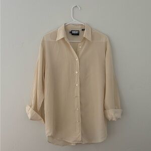DKNY Silk, Cream Button-Up Blouse
